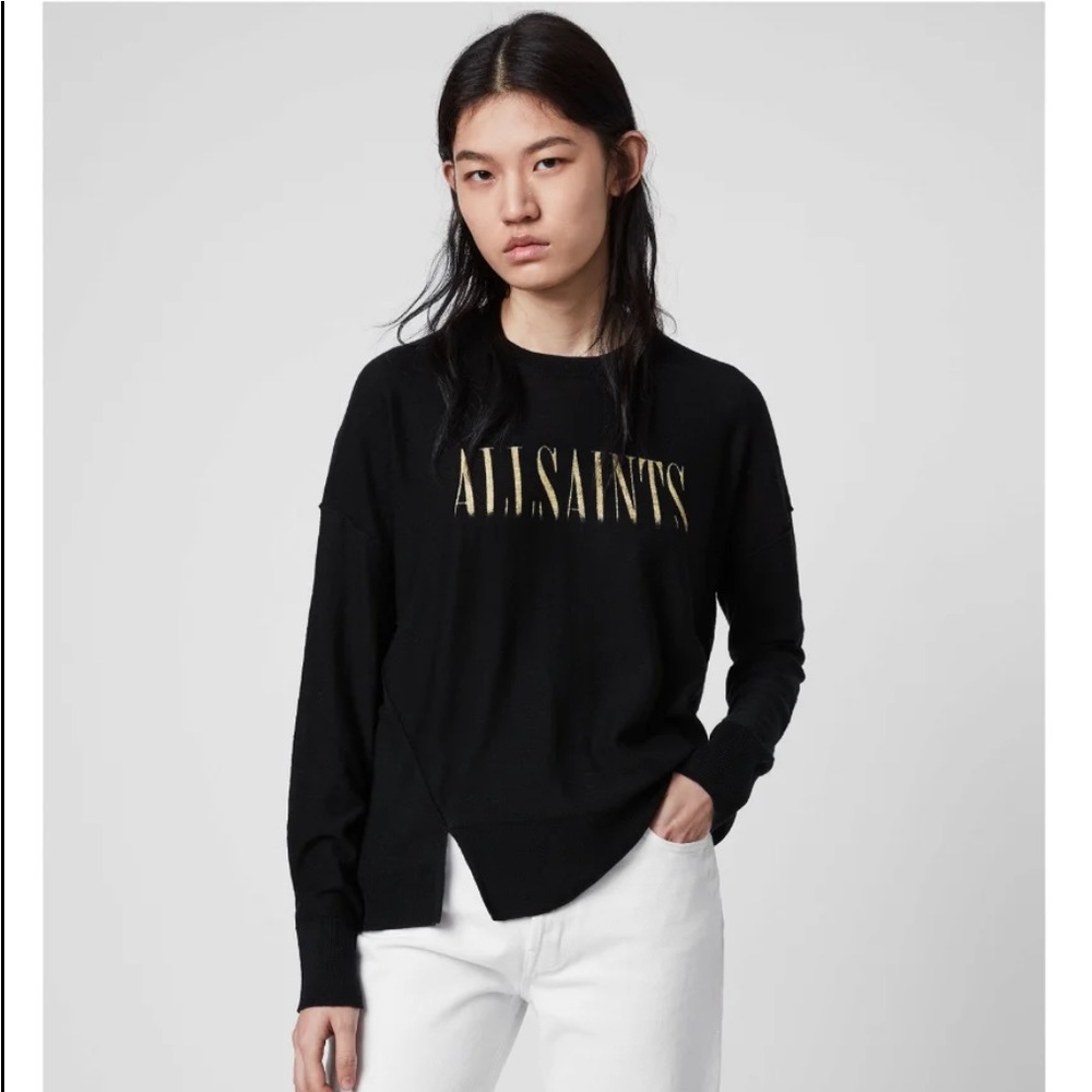 ALLSAINTS Black Merino Wool sweater - XS - Bleach Merino Wool Crew Jumper